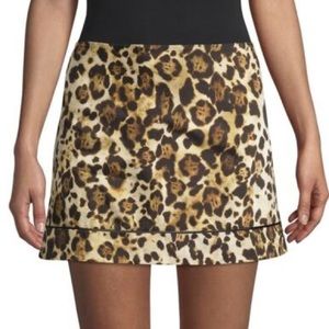 ALEXIS M Rami Animal Print Satin Mini Skirt Leopard